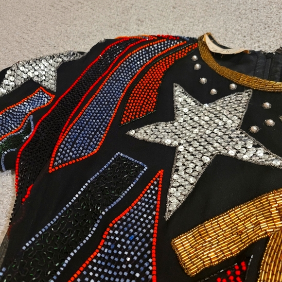 CACH'E BEADED VINTAGE SEQUINS DRESS *Unique Conversational Piece* - Picture 3 of 9